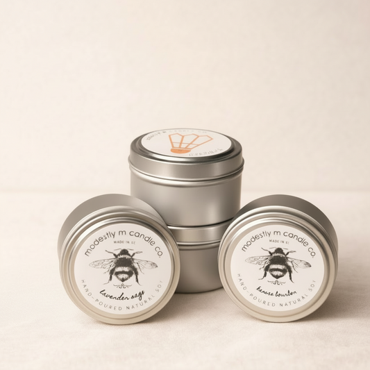 modestly m candle tins